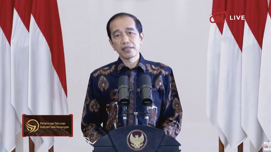 Presiden Joko Widodo dalam Pertemuan Tahunan Industri Jasa Keuangan 2021. (Tangkapan Layar Youtube Jasa Keuangan)