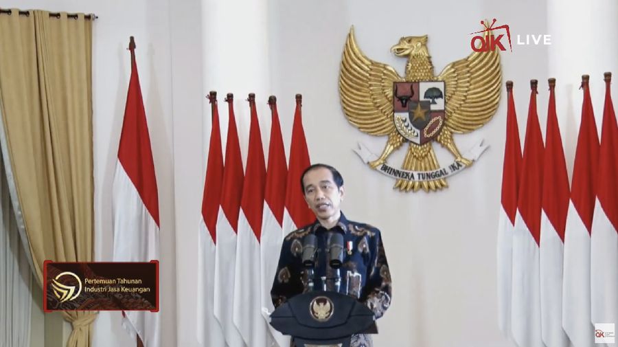Presiden Joko Widodo dalam Pertemuan Tahunan Industri Jasa Keuangan 2021. (Tangkapan Layar Youtube Jasa Keuangan)