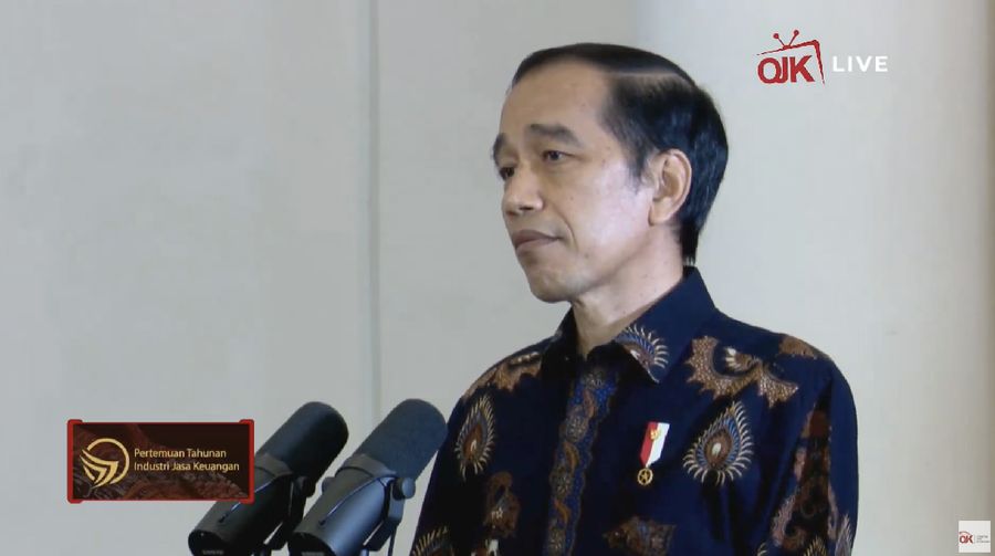 Presiden Joko Widodo dalam Pertemuan Tahunan Industri Jasa Keuangan 2021. (Tangkapan Layar Youtube Jasa Keuangan)