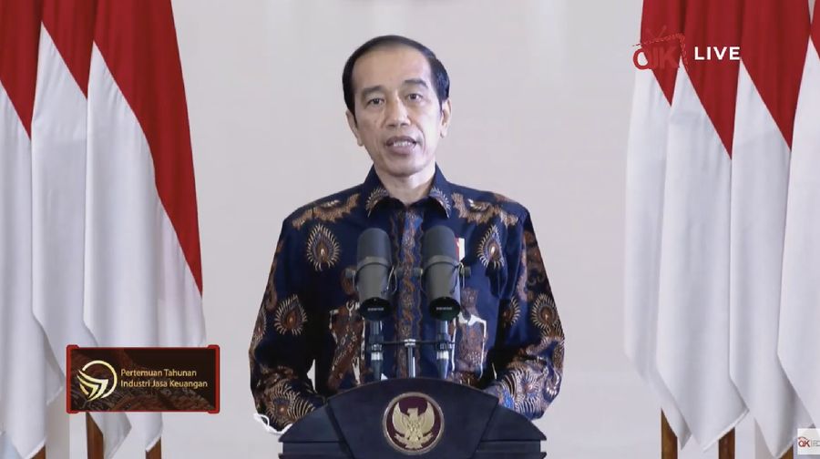 Presiden Joko Widodo dalam Pertemuan Tahunan Industri Jasa Keuangan 2021. (Tangkapan Layar Youtube Jasa Keuangan)