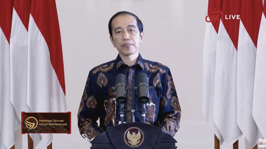 Presiden Joko Widodo dalam Pertemuan Tahunan Industri Jasa Keuangan 2021. (Tangkapan Layar Youtube Jasa Keuangan)