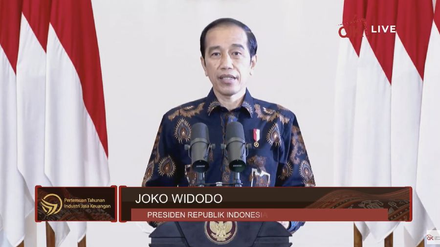 Presiden Joko Widodo dalam Pertemuan Tahunan Industri Jasa Keuangan 2021. (Tangkapan Layar Youtube Jasa Keuangan)