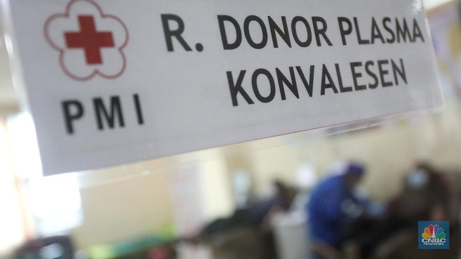 Donor plasma konvalesen penyitas Covid-19. (CNBC Indonesia/Andrean Kristianto)
