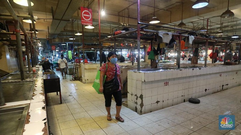 Ilustrasi pasar daging dipasar Senen yang mogok berjualan. (CNBC Indonesia/Andrean Kristianto)