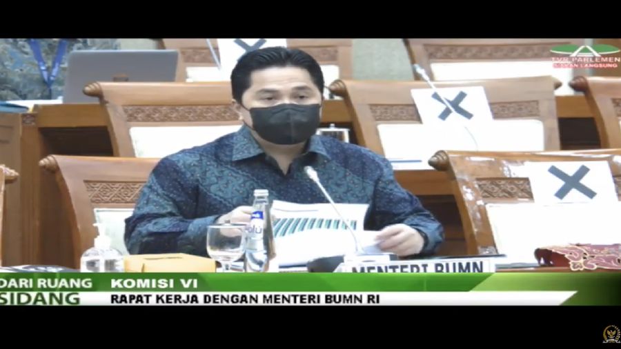Komisi VI DPR RI Rapat kerja dengan meneteri BUMN dan Bio Farma. (Tangkapan layar TV Parlemen)