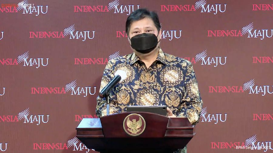 Keterangan pers Menko Perekonomian Airlangga Hartarto di kantor Presiden, (21/1/2021). (Tangkapan layar Setpres RI)