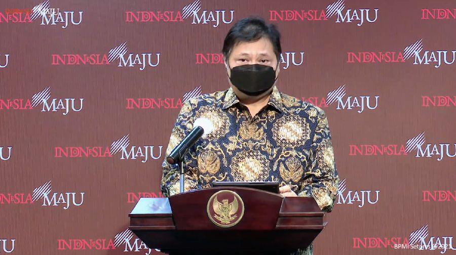 Keterangan pers Menko Perekonomian Airlangga Hartarto di kantor Presiden, (21/1/2021). (Tangkapan layar Setpres RI)