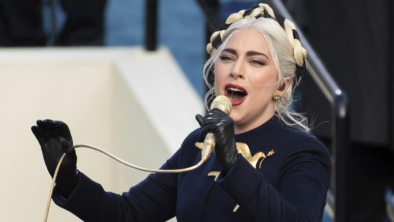 Lady Gaga arrives to sing the National Anthem at the inauguration of U.S. President-elect Joe Biden on the West Front of the U.S. Capitol on Wednesday, Jan. 20, 2021 in Washington. (Win McNamee /Pool Photo via AP)