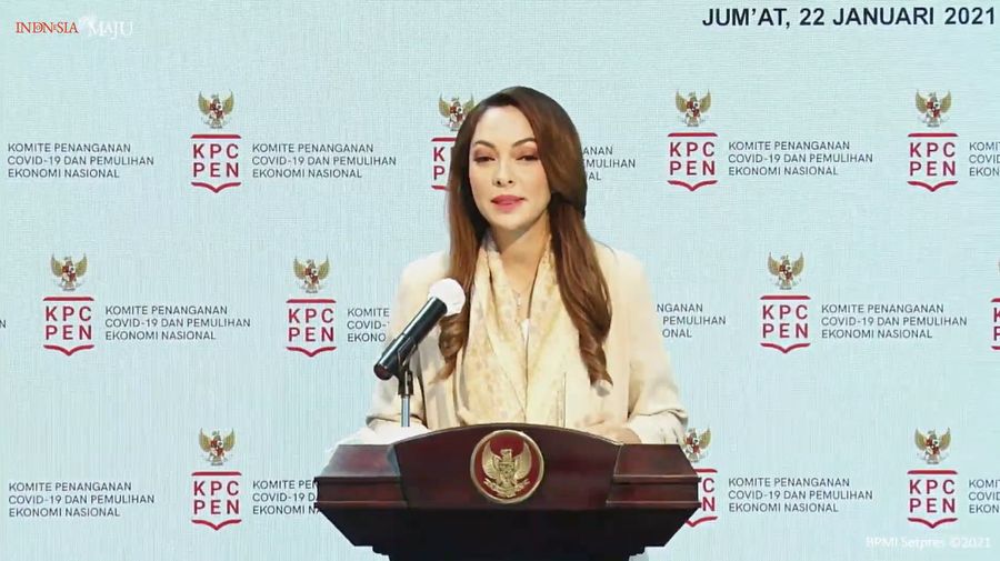 Juru Bicara Satgas Penanganan Covid-19, Reisa Broto Asmoro saat memberikan keterangan pers. (Dok: Tangkapan layar YouTube Setpres) Juru Bicara Satgas Penanganan Covid-19, Reisa Broto Asmoro saat memberikan keterangan pers. (Dok: Tangkapan layar YouTube Setpres)