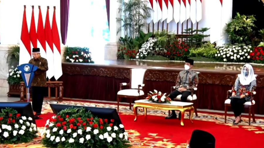 Wakil Presiden RI Ma'ruf Amin dalam acara Peluncuran Gerakan Nasional Wakaf Uang