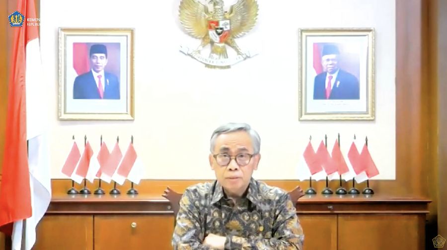 Ketua Dewan Komisioner Otoritas Jasa Keuangan (OJK) Wimboh Santoso saat konferensi pers Komite Stabilitas Sistem Keuangan. (tangkapan Layar Youtube Kemenkeu RI)