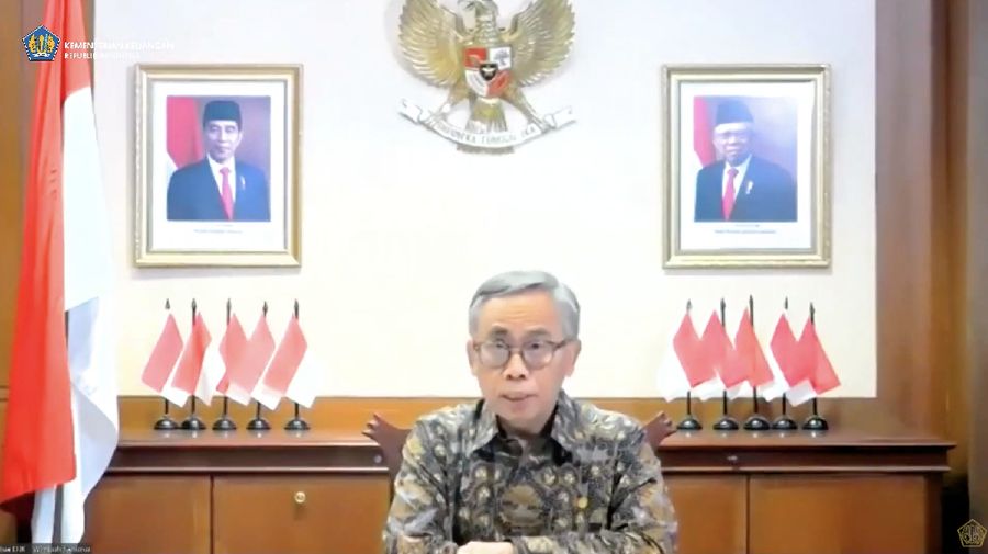 Ketua Dewan Komisioner Otoritas Jasa Keuangan (OJK) Wimboh Santoso saat konferensi pers Komite Stabilitas Sistem Keuangan. (tangkapan Layar Youtube Kemenkeu RI)
