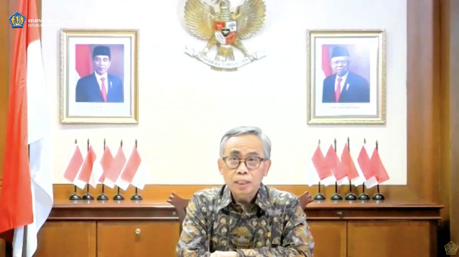 Ketua Dewan Komisioner Otoritas Jasa Keuangan (OJK) Wimboh Santoso saat konferensi pers Komite Stabilitas Sistem Keuangan. (tangkapan Layar Youtube Kemenkeu RI)