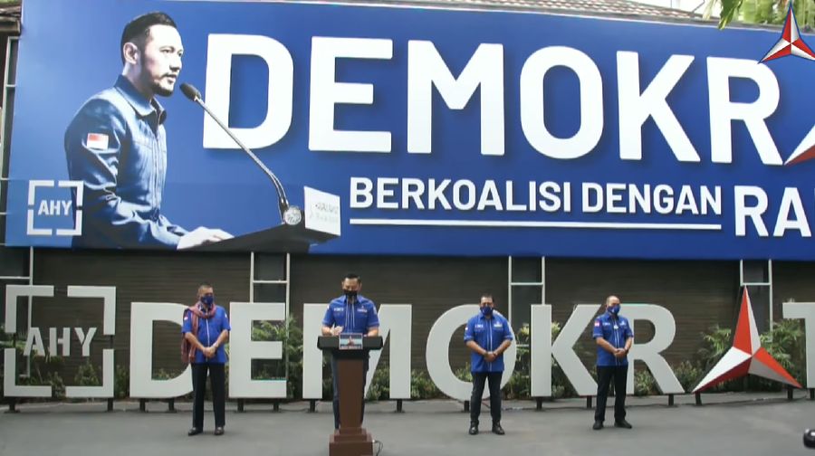 Konferensi Pers Ketua Umum Partai Demokrat Agus Harimurti Yudhoyono (Tangkapan Layar Youtube Agus Yudhoyono)