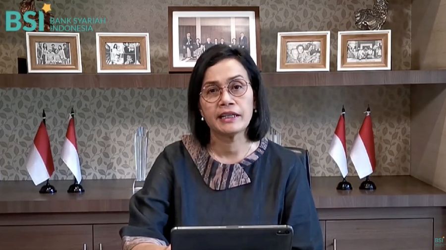 Menteri Keuangan Sri Mulyani saat Peresmian PT Bank Syariah Indonesia Tbk., Istana Negara, 1 Februari 2021. (Tangkapan Layar Youtube Bank Syariah Indonesia)