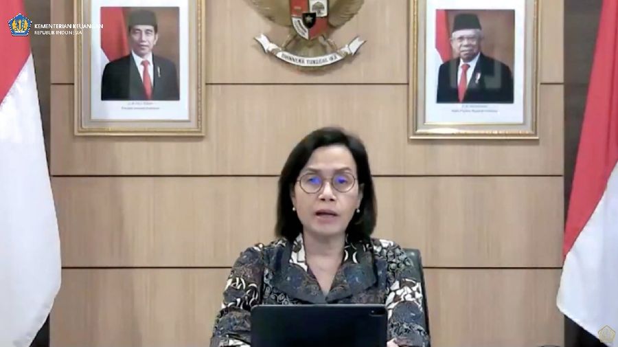 Menteri keuangan Sri Mulyani saat konferensi pers Komite Stabilitas Sistem Keuangan. (tangkapan Layar Youtube Kemenkeu RI)