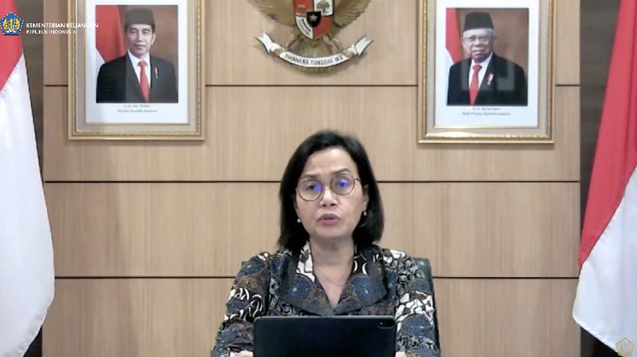Menteri keuangan Sri Mulyani saat konferensi pers Komite Stabilitas Sistem Keuangan. (tangkapan Layar Youtube Kemenkeu RI)
