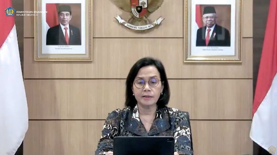 Menteri keuangan Sri Mulyani saat konferensi pers Komite Stabilitas Sistem Keuangan. (tangkapan Layar Youtube Kemenkeu RI)