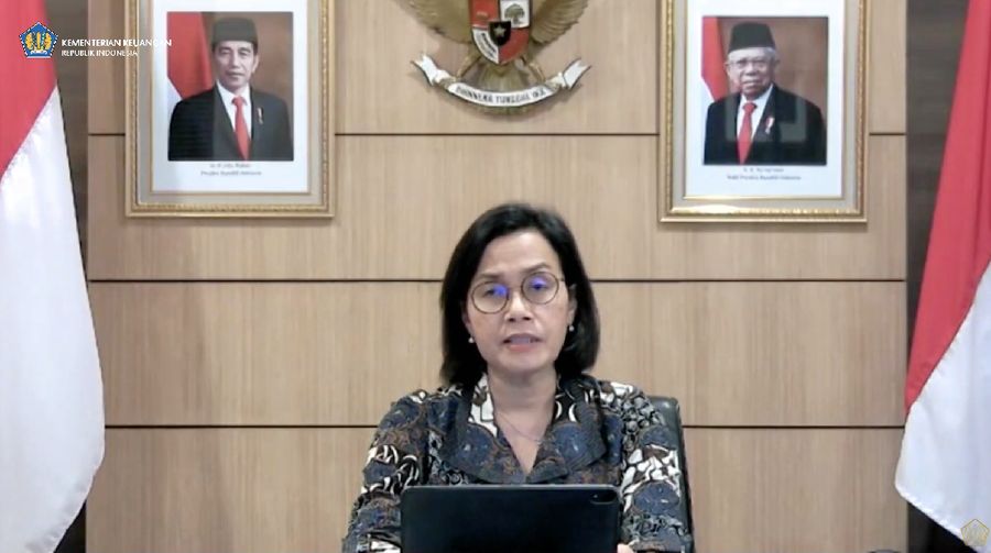 Menteri keuangan Sri Mulyani saat konferensi pers Komite Stabilitas Sistem Keuangan. (tangkapan Layar Youtube Kemenkeu RI)