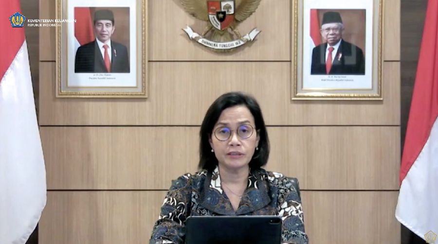 Menteri keuangan Sri Mulyani saat konferensi pers Komite Stabilitas Sistem Keuangan. (tangkapan Layar Youtube Kemenkeu RI)