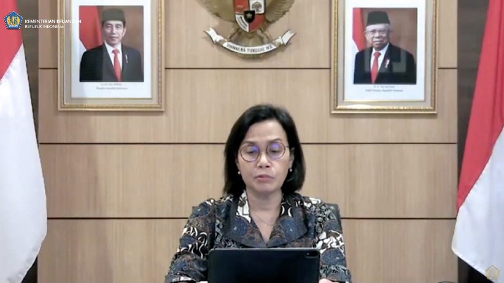Menteri keuangan Sri Mulyani saat konferensi pers Komite Stabilitas Sistem Keuangan. (tangkapan Layar Youtube Kemenkeu RI) Menteri keuangan Sri Mulyani saat konferensi pers Komite Stabilitas Sistem Keuangan. (tangkapan Layar Youtube Kemenkeu RI)