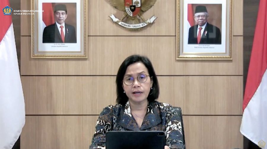 Menteri keuangan Sri Mulyani saat konferensi pers Komite Stabilitas Sistem Keuangan. (tangkapan Layar Youtube Kemenkeu RI)