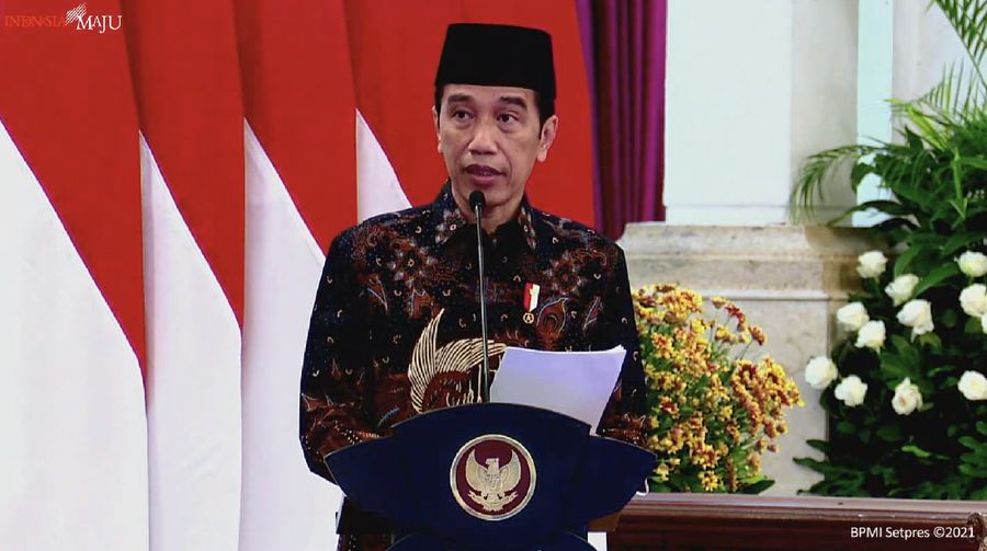 Presiden Joko Widodo dalam Peresmian PT Bank Syariah Indonesia Tbk., Istana Negara, 1 Februari 2021. (Tangkapan Layar Youtube Sekretariat Presiden)
