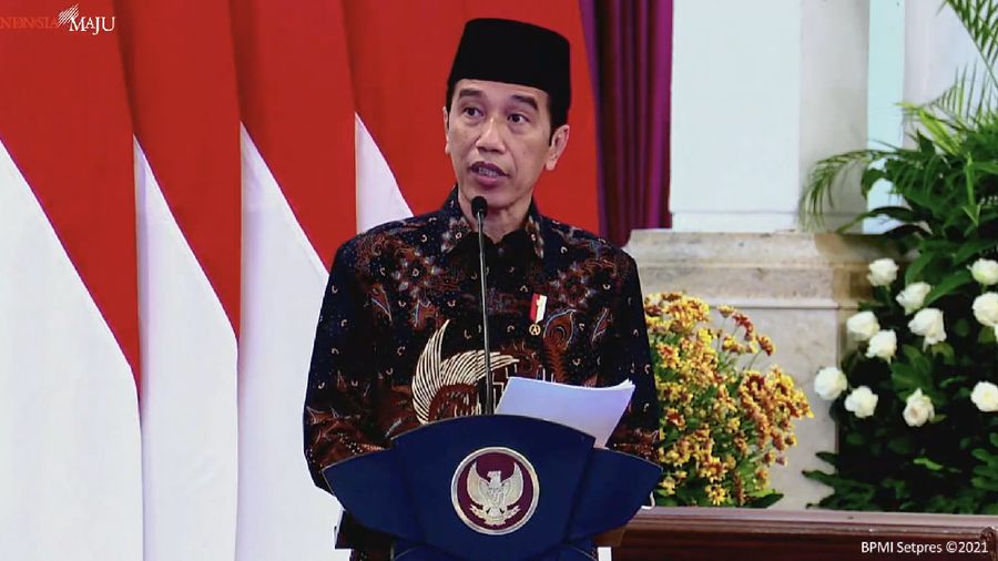 Presiden Joko Widodo dalam Peresmian PT Bank Syariah Indonesia Tbk., Istana Negara, 1 Februari 2021. (Tangkapan Layar Youtube Sekretariat Presiden)