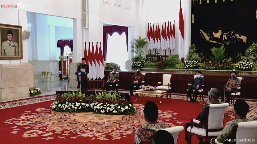 Presiden Joko Widodo saat Peresmian PT Bank Syariah Indonesia Tbk., Istana Negara, 1 Februari 2021. (Tangkapan Layar Youtube Sekretariat Presiden)
