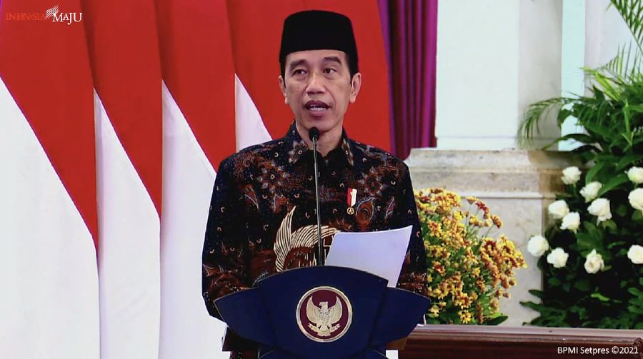 Presiden Joko Widodo saat Peresmian PT Bank Syariah Indonesia Tbk., Istana Negara, 1 Februari 2021. (Tangkapan Layar Youtube Sekretariat Presiden)