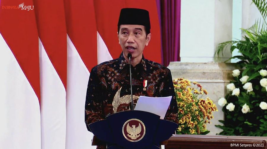 Presiden Joko Widodo saat Peresmian PT Bank Syariah Indonesia Tbk., Istana Negara, 1 Februari 2021. (Tangkapan Layar Youtube Sekretariat Presiden)