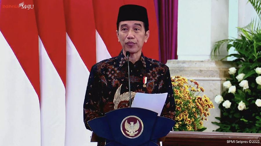 Presiden Joko Widodo saat Peresmian PT Bank Syariah Indonesia Tbk., Istana Negara, 1 Februari 2021. (Tangkapan Layar Youtube Sekretariat Presiden)