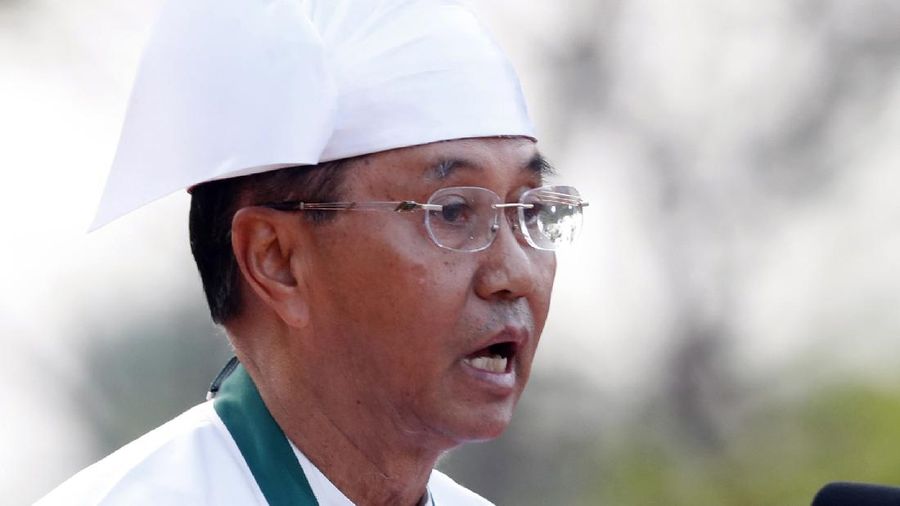FILE - In this Dec. 17, 2019, file photo, Myanmar's leader Aung San Suu Kyi speaks during a joint press conference with Vietnam's Prime Minister Nguyen Xuan Phuc after their meeting at the Presidential Palace in Naypyitaw, Myanmar. Reports says Monday, Feb. 1, 2021 a military coup has taken place in Myanmar and Suu Kyi has been detained under house arrest. (AP Photo/Aung Shine Oo, File)