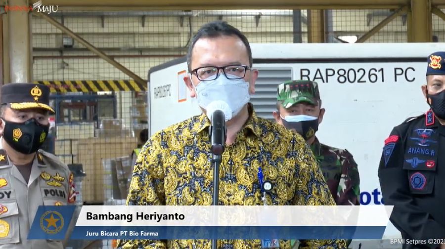 Juru Bicara Vaksin Covid-19 PT Bio Farma, Bambang Heriyanto. (Tangkapan Layar Youtube Sekretariat Presiden)
