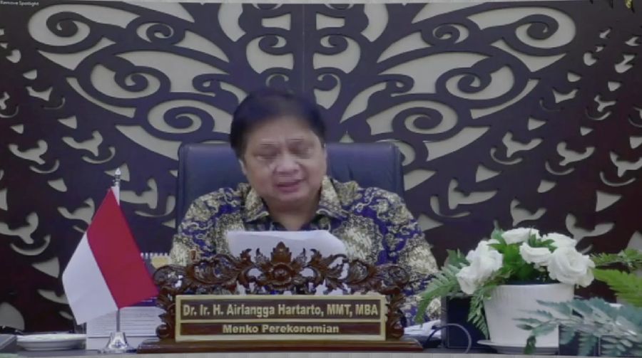 Menko Perekonomian Airlangga Hartarto  dalam acara Mandiri Investment Forum (Tangkapan Layar Youtube Bank Mandiri)