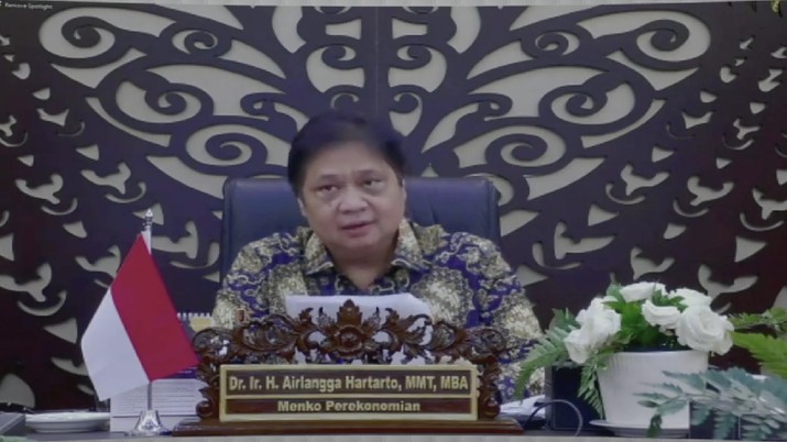 Menko Perekonomian Airlangga Hartarto  dalam acara Mandiri Investment Forum (Tangkapan Layar Youtube Bank Mandiri)