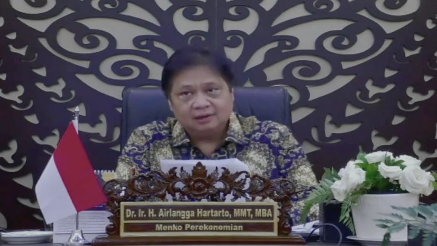 Menko Perekonomian Airlangga Hartarto dalam acara Mandiri Investment Forum (Tangkapan Layar Youtube Bank Mandiri)