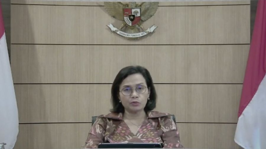 Menteri Keuangan Sri Mulyani dalam acara Mandiri Investment Forum