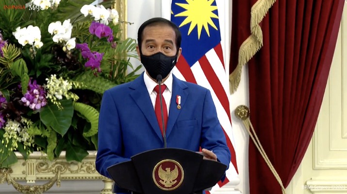 Keterangan Pers Presiden RI Joko Widodo (Jokowi) saat menerima kunjungan kenegaraan Perdana Menteri (PM) Malaysia Tan Sri Muhyiddin Yassi. (Tangkapan Layar Youtube Sekretariat Presiden) Keterangan Pers Presiden RI Joko Widodo (Jokowi) saat menerima kunjungan kenegaraan Perdana Menteri (PM) Malaysia Tan Sri Muhyiddin Yassi. (Tangkapan Layar Youtube Sekretariat Presiden)