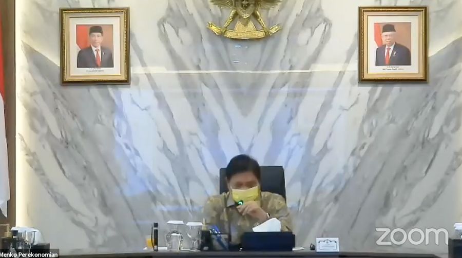 Menko Perekonomian Airlangga Hartarto dalam Rilis Pertumbuhan Ekonomi TW IV-2020: Menjaga Momentum Pertumbuhan Ekonomi melalui Pengendalian COVID-19. (Tangkapan Layar Youtube Sekretariat Presiden)