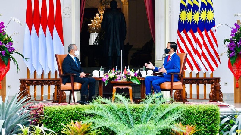 Presiden Jokowi Sambut Kunjungan Resmi PM Malaysia Muhyiddin Yassin di Istana Merdeka (Biro Pers Sekretariat Presiden/Laily Rachev)