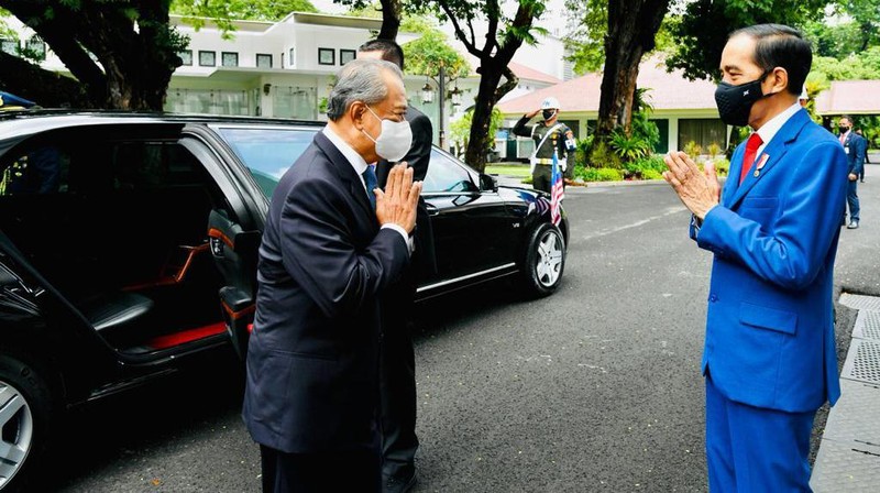 Presiden Jokowi Sambut Kunjungan Resmi PM Malaysia Muhyiddin Yassin di Istana Merdeka (Biro Pers Sekretariat Presiden/Laily Rachev)