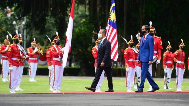 Presiden Jokowi Sambut Kunjungan Resmi PM Malaysia Muhyiddin Yassin di Istana Merdeka (Biro Pers Sekretariat Presiden/Laily Rachev)
