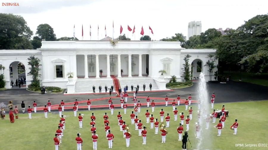 Upacara Penyambutan Resmi Perdana Menteri Malaysia, Istana Kepresidenan Jakarta 9Tangkapan Layar Sekretariat Presiden)