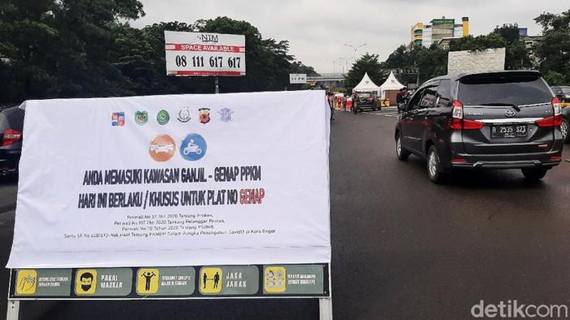 Ganjil-genap Diterapkan di Bogor, Kendaraan Bernopol Ganjil Diputarbalik (Ist Detikcom)
