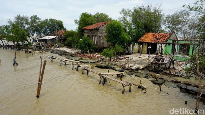 Kondisi banjir di Desa Jati Wetan Kecamatan Jati, Kudus, Senin (8/2/2021). Foto: Dian Utoro Aji/detikcom