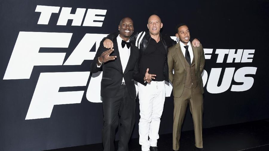 FILE - In this April 8, 2017 file photo, Tyrese Gibson, from left, Vin Diesel and Ludacris attend the world premiere of