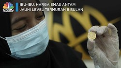 Ibu-ibu, Harga Emas Antam Jauhi Level Termurah 6 Bulan