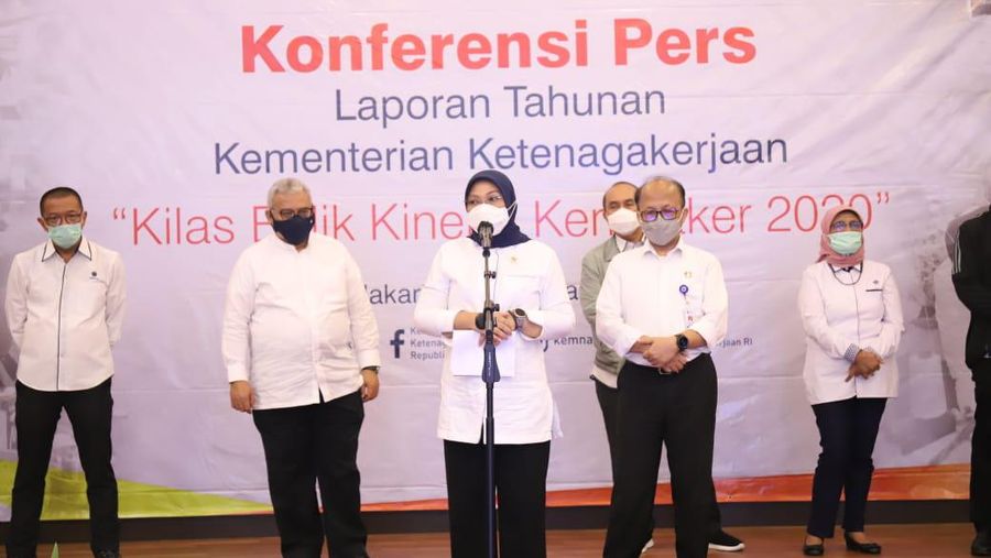 Konferensi Pers Laporan Tahunan Kementerian Ketenagakerjaan (Dok.Kemenaker)