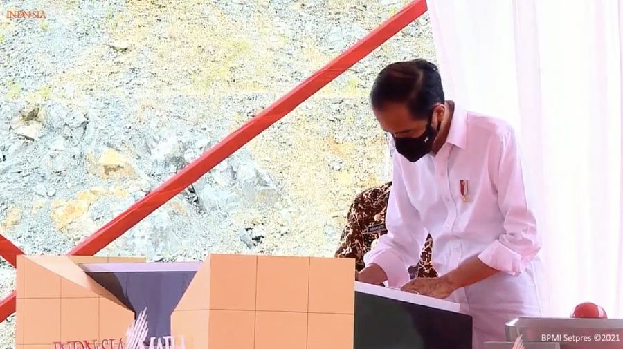 Presiden Jokowi Resmikan Bendungan Tukul, Kabupaten Pacitan, 14 Februari 2021. (Tangkapan layar Youtube Setpres RI)